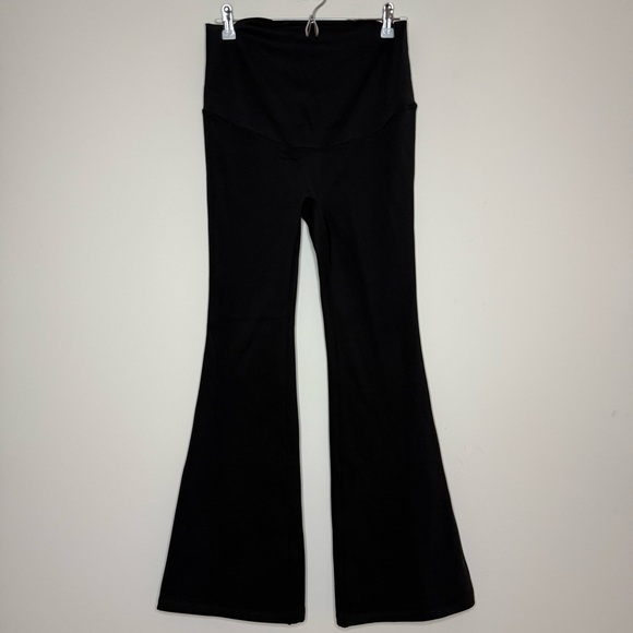 EMXEE Maternity Black Structured Supportive Flare Style Minimalist Yoga Pants - Picture 1 of 7